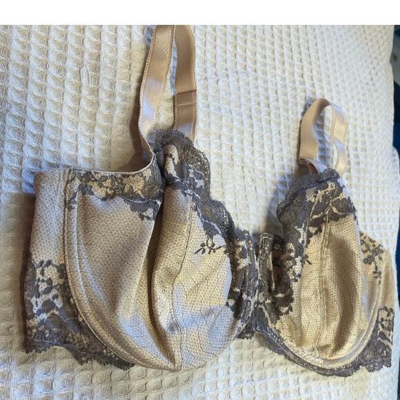Wacoal Sheer Floral Lace Affair Underwire Champagne & Gray Bra 38DD 851256 - Picture 3 of 12